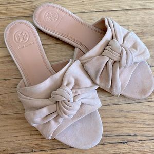 Tory Burch Suede Bow Accents Slides